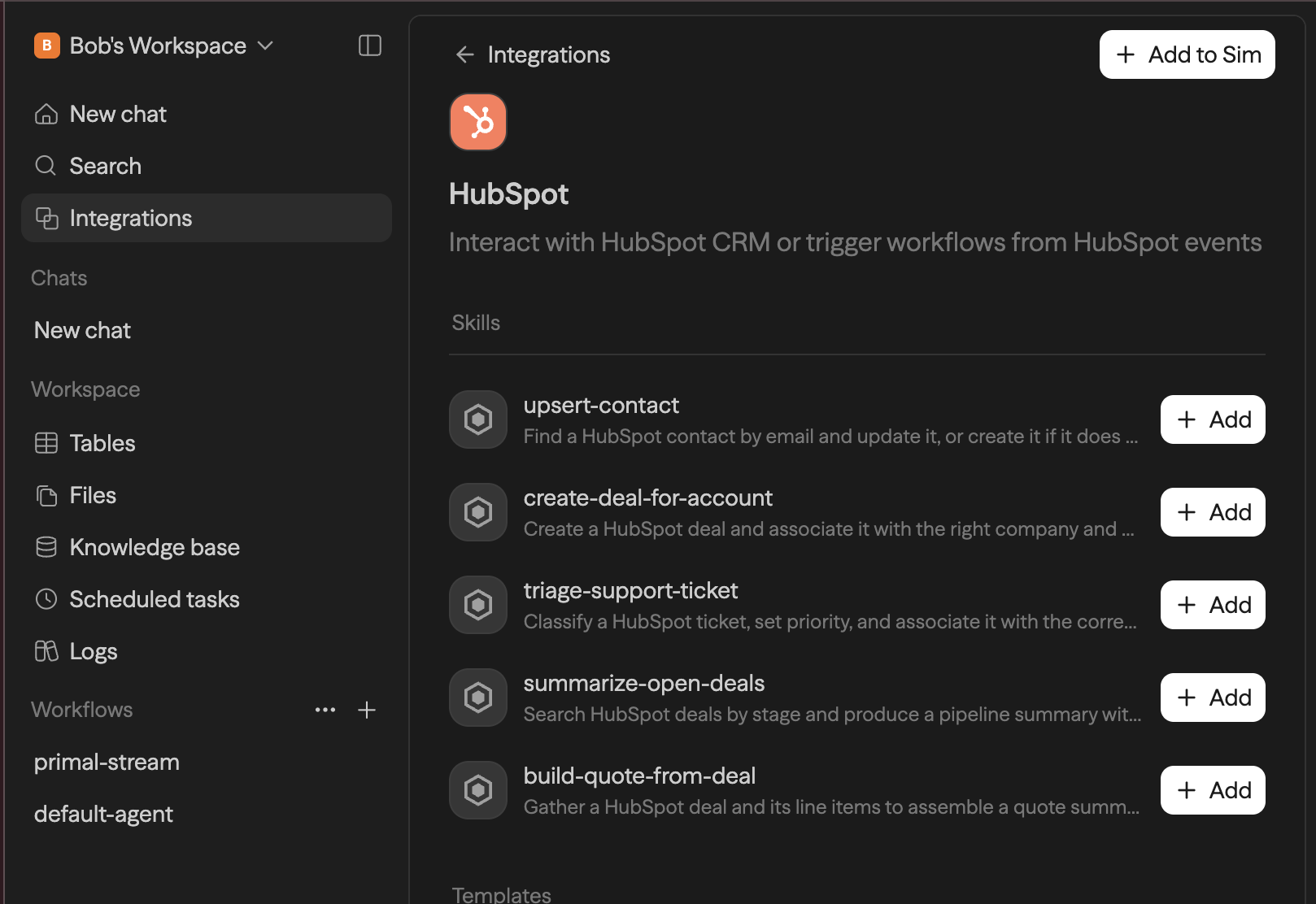 The HubSpot integration page in AACFlow.io with the Add to AACFlow.io button in the top right